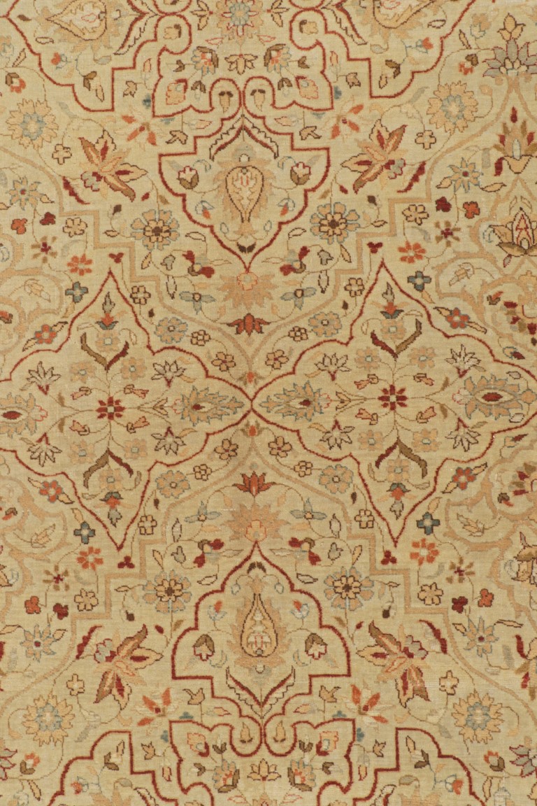 Rug & Kilim’s Tabriz Rug in Cream and Red with Floral Patterns