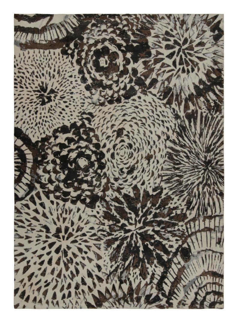 Jigsaw Abstract Block Pattern Rug Modern Art Deco Rug in White Black Abstract Geometric Pattern