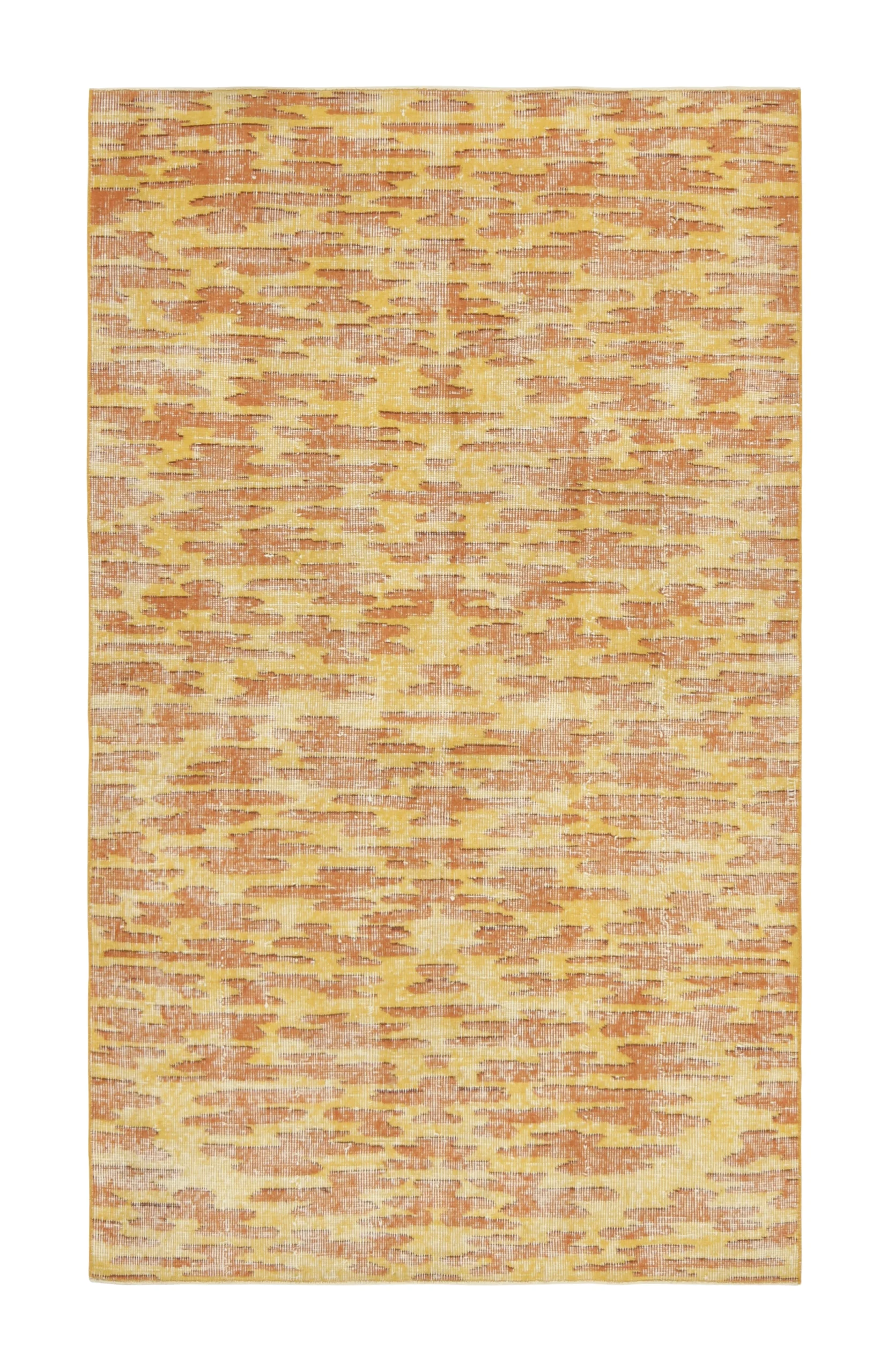 Vintage Turkish Rug in Gold with Rust Abstract Patterns