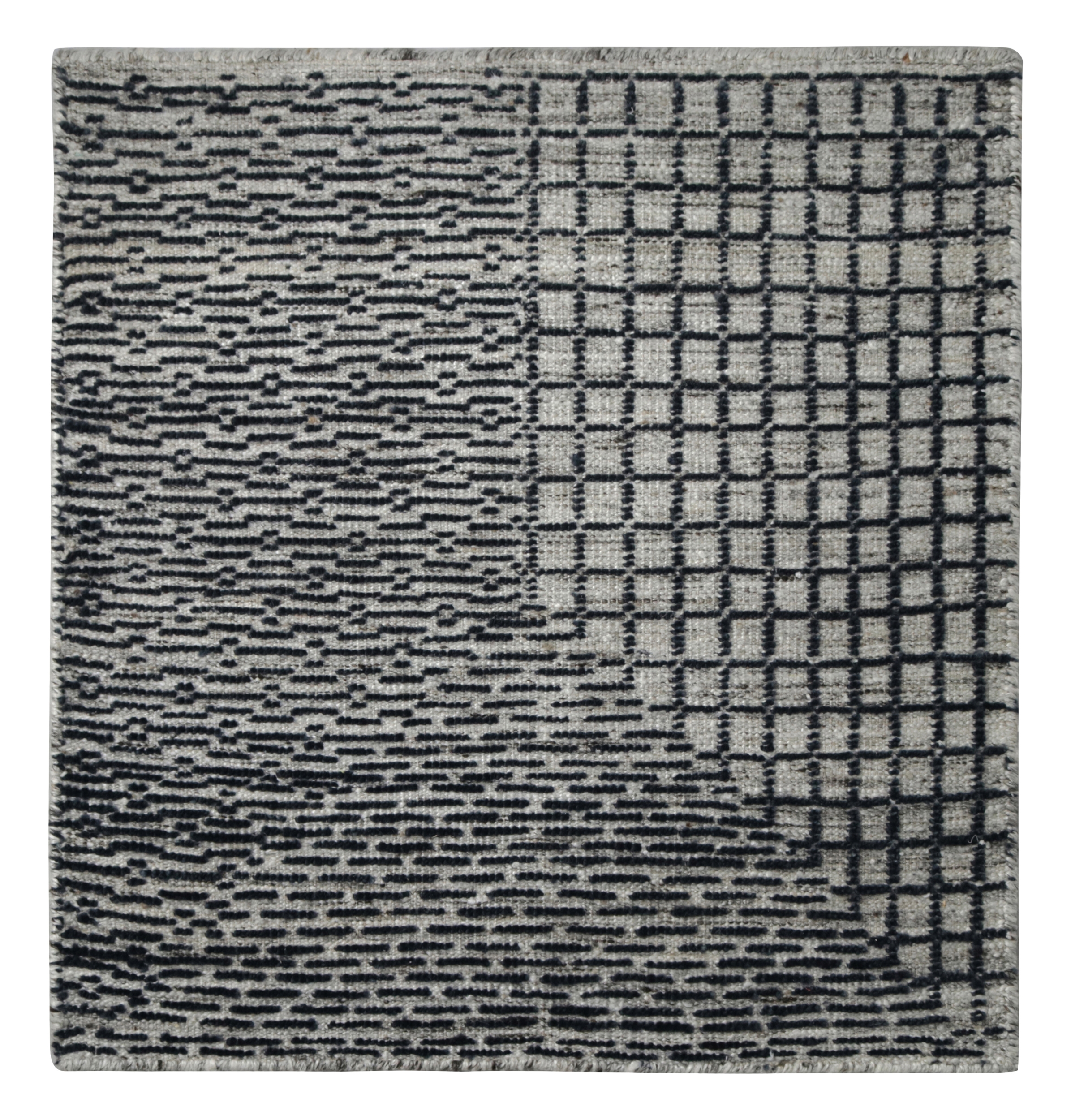 Modern Rug Samples Custom Rug Sample in Gray and Black Geometric Pattern