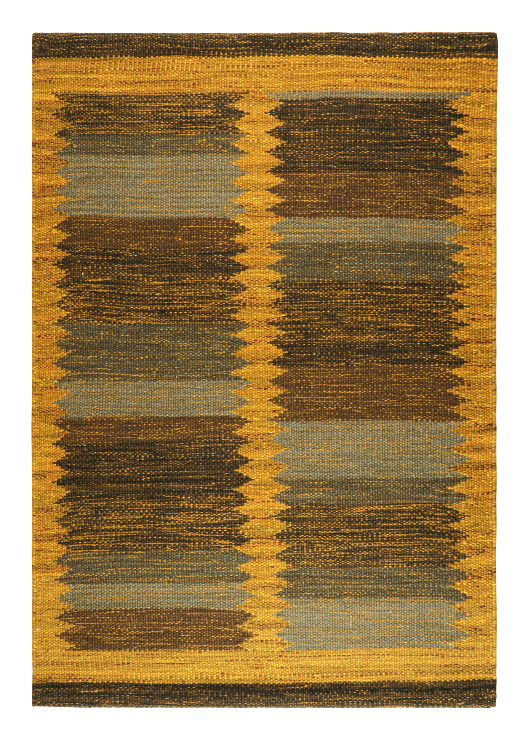 Scandinavian Rug in Rust Tones with Geometric Patterns