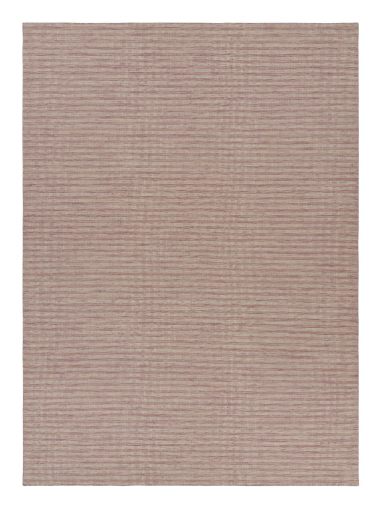 Scandinavian Custom Rug in Salmon Pink and Beige Stripes
