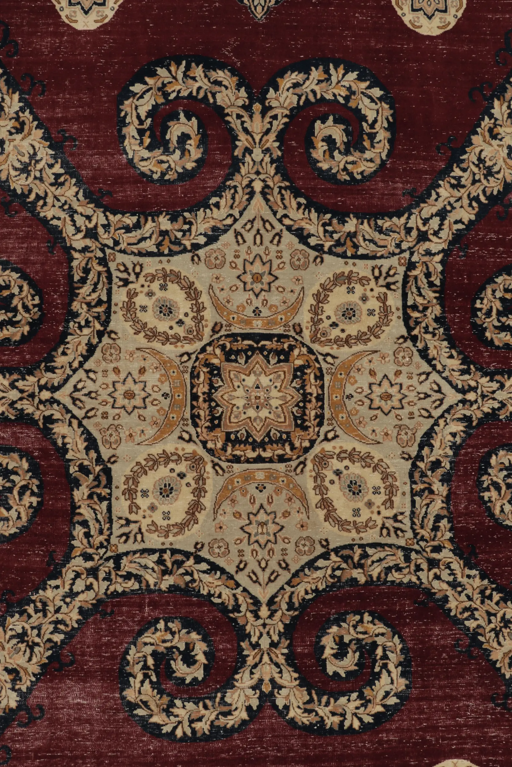 vintage-persian-tabriz-rug-burgundy-with-rare-floral-medallion