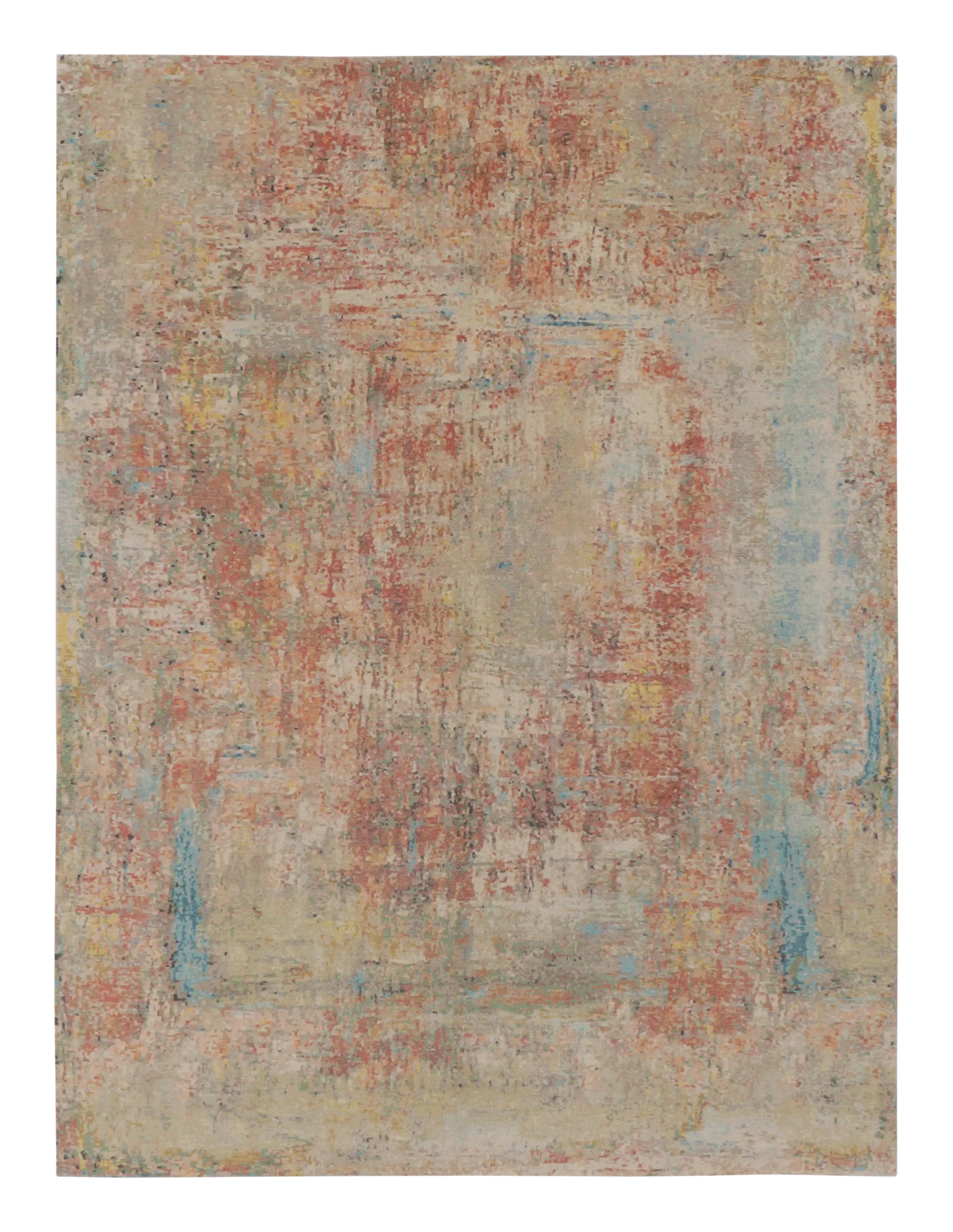 Polychromatic Textures Modern Abstract Rug in Polychromatic Impressionistic Texture