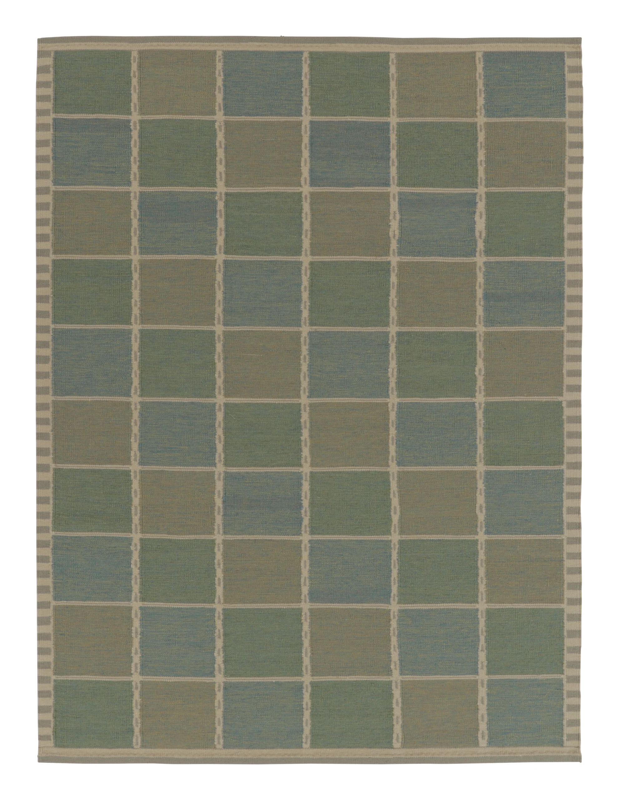 Scandinavia Rug Scandinavian Rug, Moss Green & Slate Geometric Grid