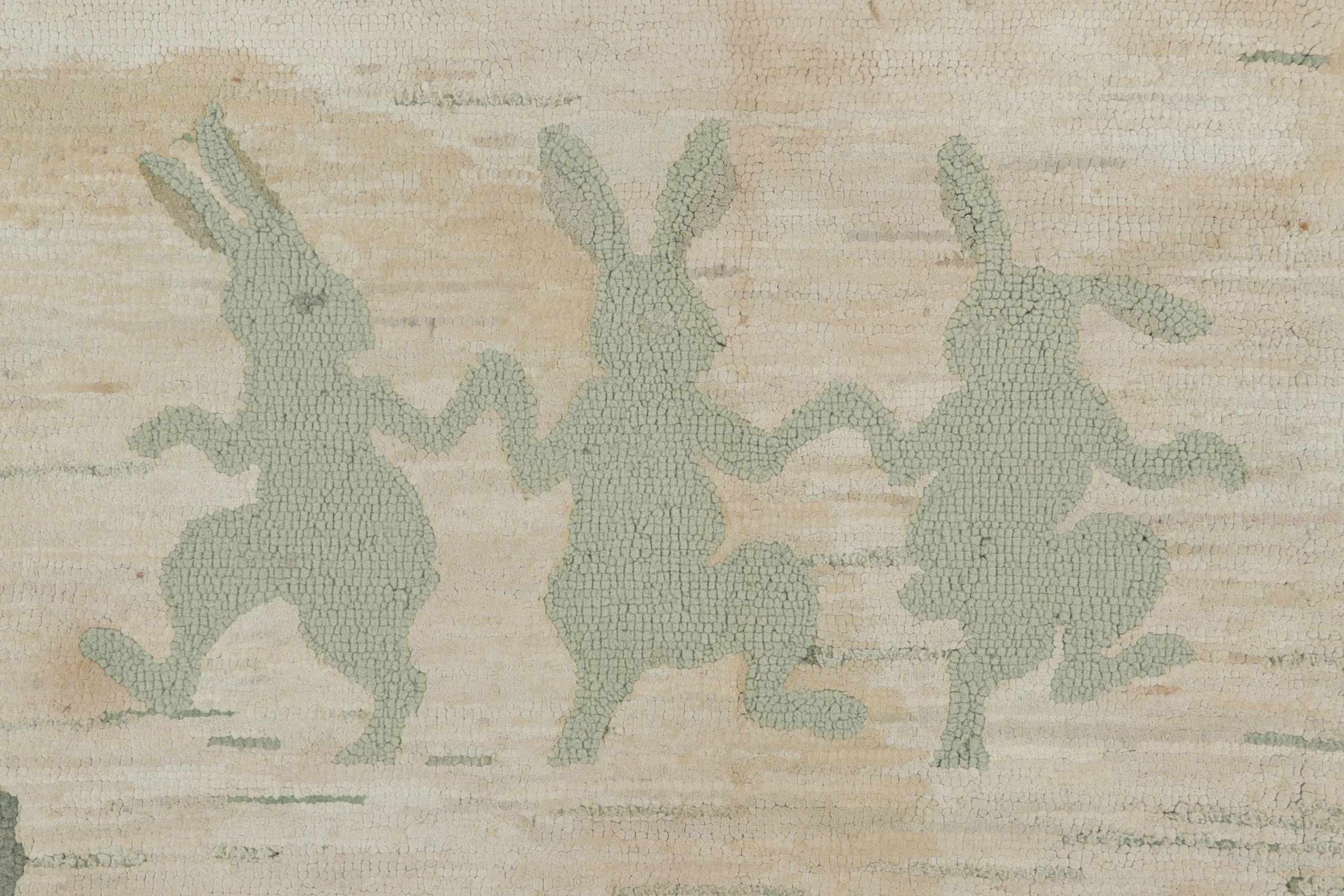 Hooked Rugs With Rabbits Antique Hooked Rug in Brown & Gray with Dancing Rabbits