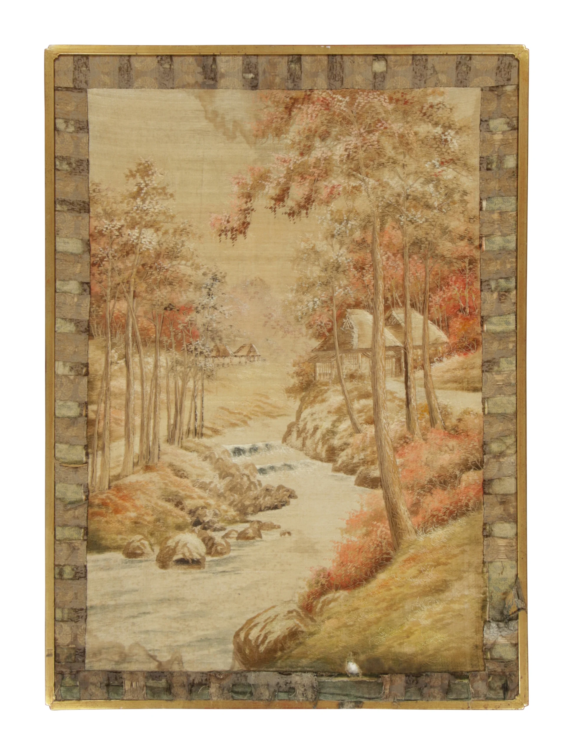 ⌘ antique 絨毯　③ ⌘ Antique Japanese Tapestry Rug with Scenic Landscape Design
