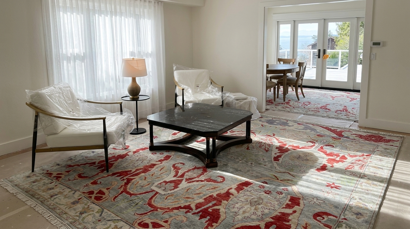 Rug & Kilim’s Classic style rug with Red, Blue and Gray Floral Patterns