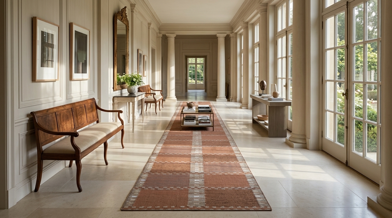 Rug & Kilim’s Extra Long Scandinavian Runner Rug with Geometric Patterns